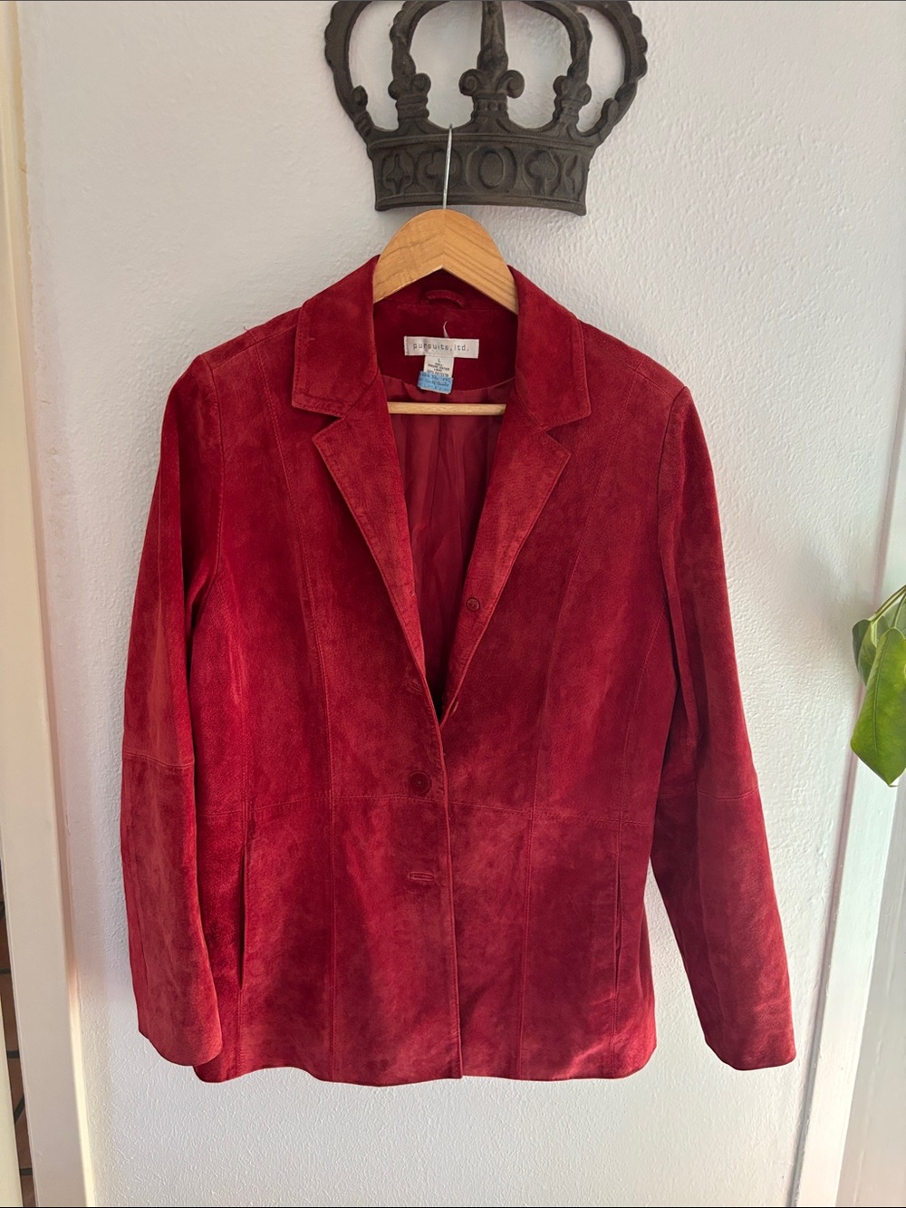 Red Suede Blazer Jacket - Women's